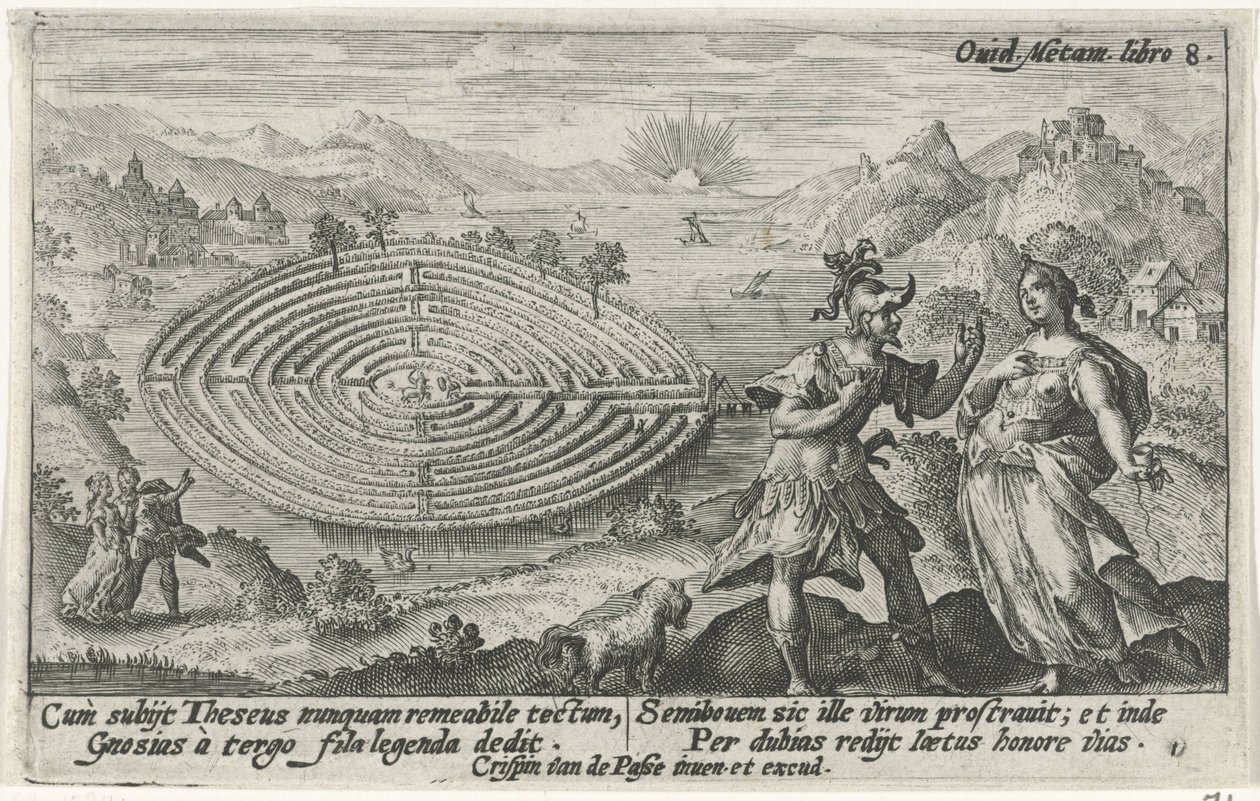 Theseus ve Ariadne Metamorfosen van Ovidius (dizi adı) by Crispijn van de Passe (I)