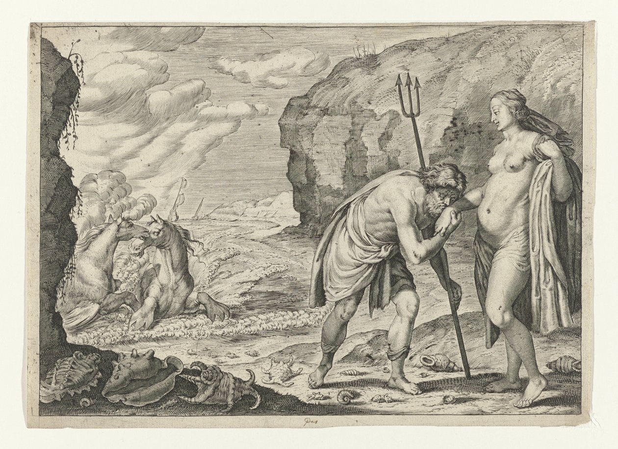Ovid'in Neptün ve Caenis Metamorfozları (dizi başlığı) by Crispijn van de Passe (II) (attributed to)
