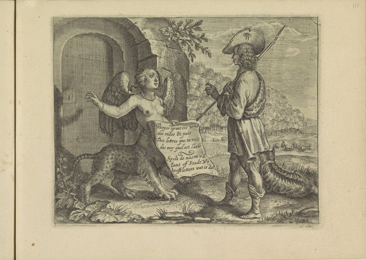 Gesprek tussen een sfinx en een herder Çoban kılığında Hıristiyanlığın en büyük hanımlarından bazılarının gerçek portreleri. (dizi adı) by Crispijn van de Passe (II)