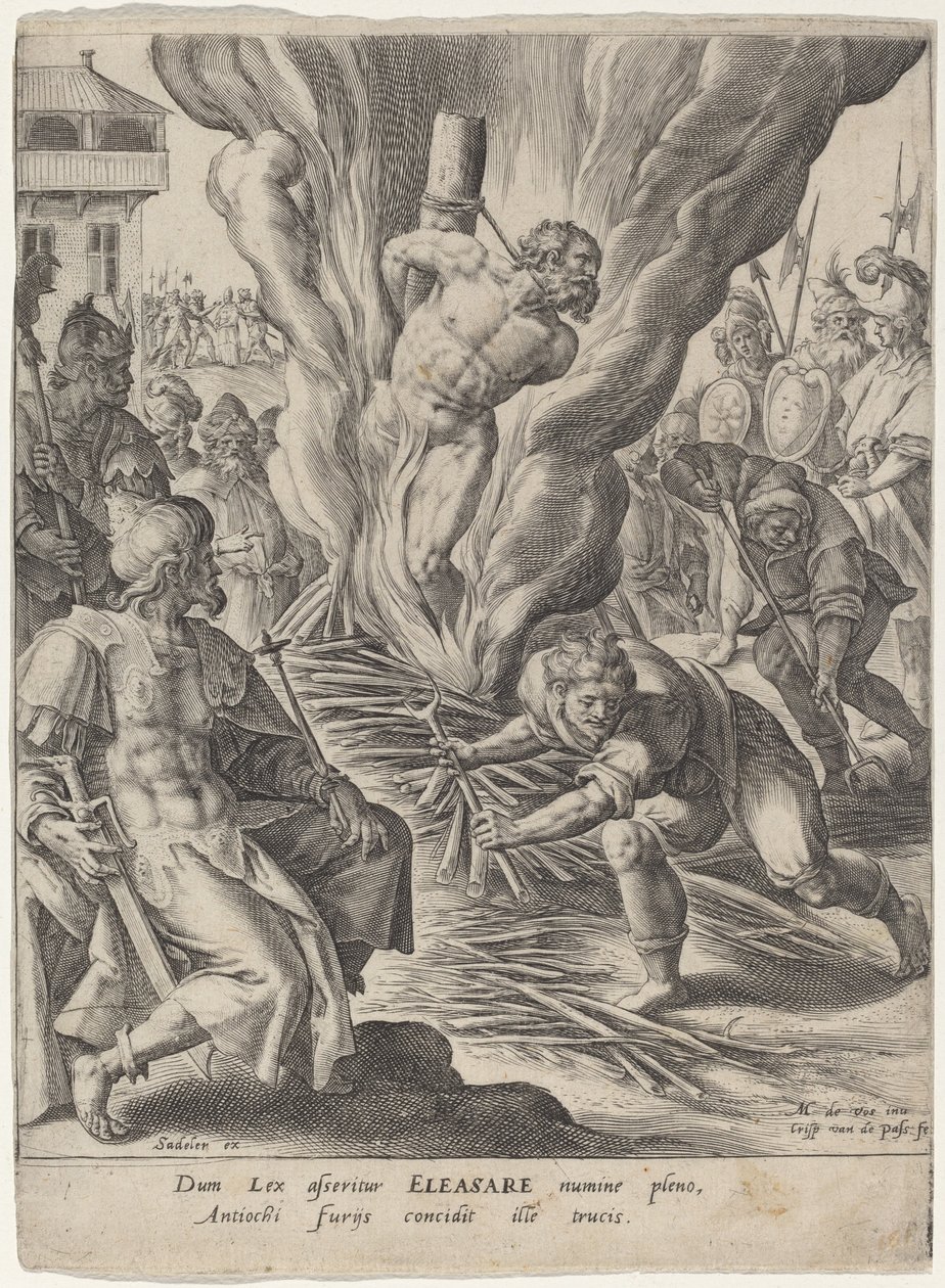 Antiochus tarafından Yakılan Eleazar by Crispijn van de Passe I after Maarten de Vos