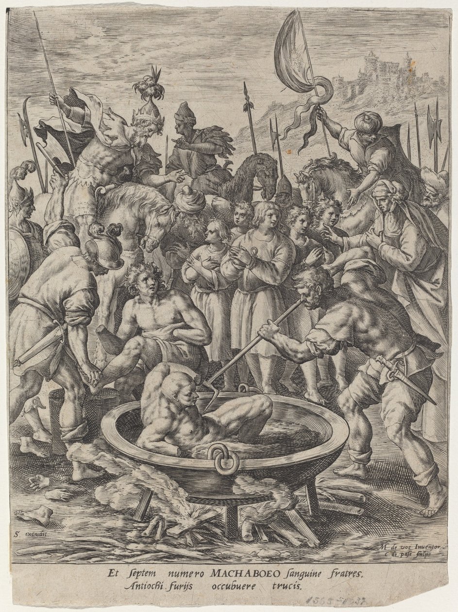 Antiochus Tarafından Öldürülen Yedi Makkabi Kardeşler by Crispijn van de Passe I after Maarten de Vos