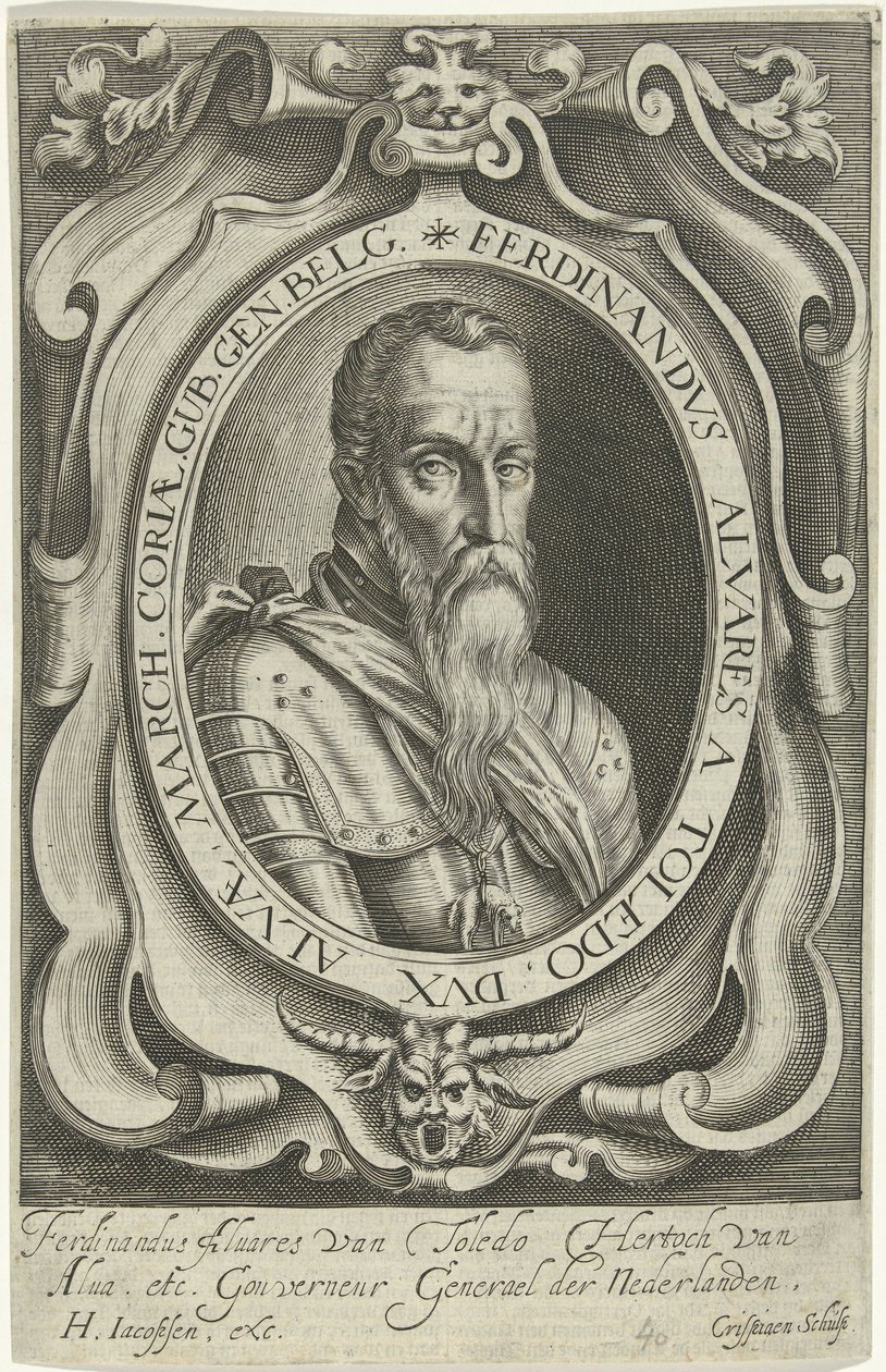 Portret van Ferdinand Alvarez de Toledo, hertog van Alva by Crispijn van den Queborn
