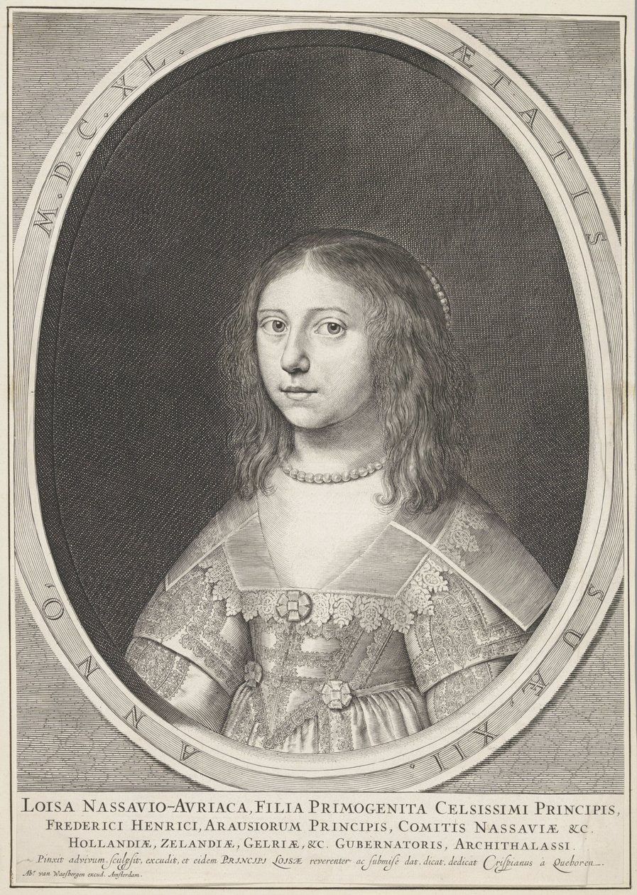 Orange Prensesi Louise Henriëtte'in 12 yaşındaki portresi by Crispijn van den Queborn