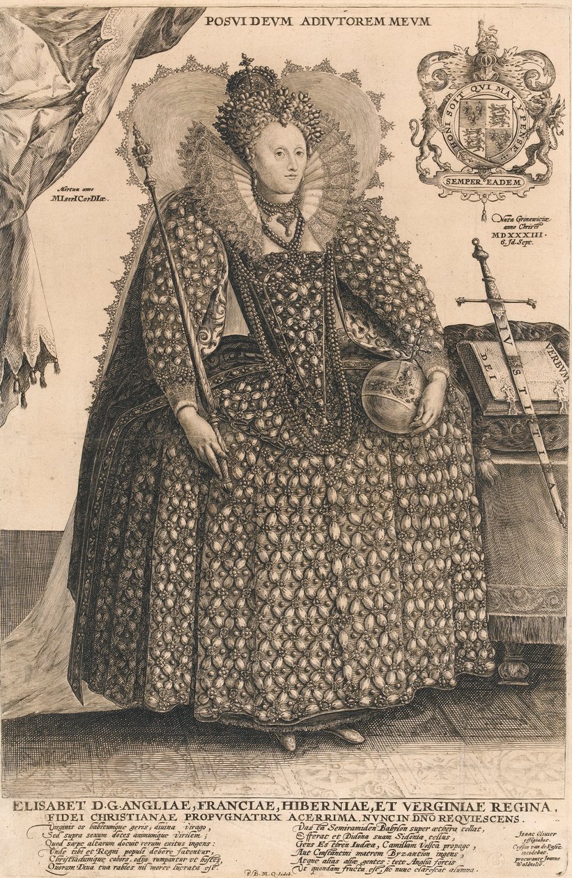 Elizabeth, İngiltere Kraliçesi, c.1603 (gravür) by Crispin I de Passe