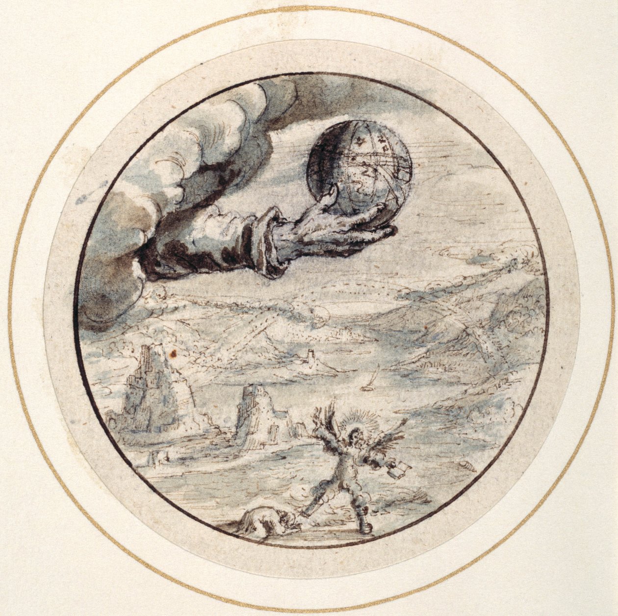 Gök Küreli El, 17. yüzyılın başları (gri ve kahverengi yıkamalı kalem ve kahverengi mürekkep ve beyaz gövde rengi) by Crispin I de Passe