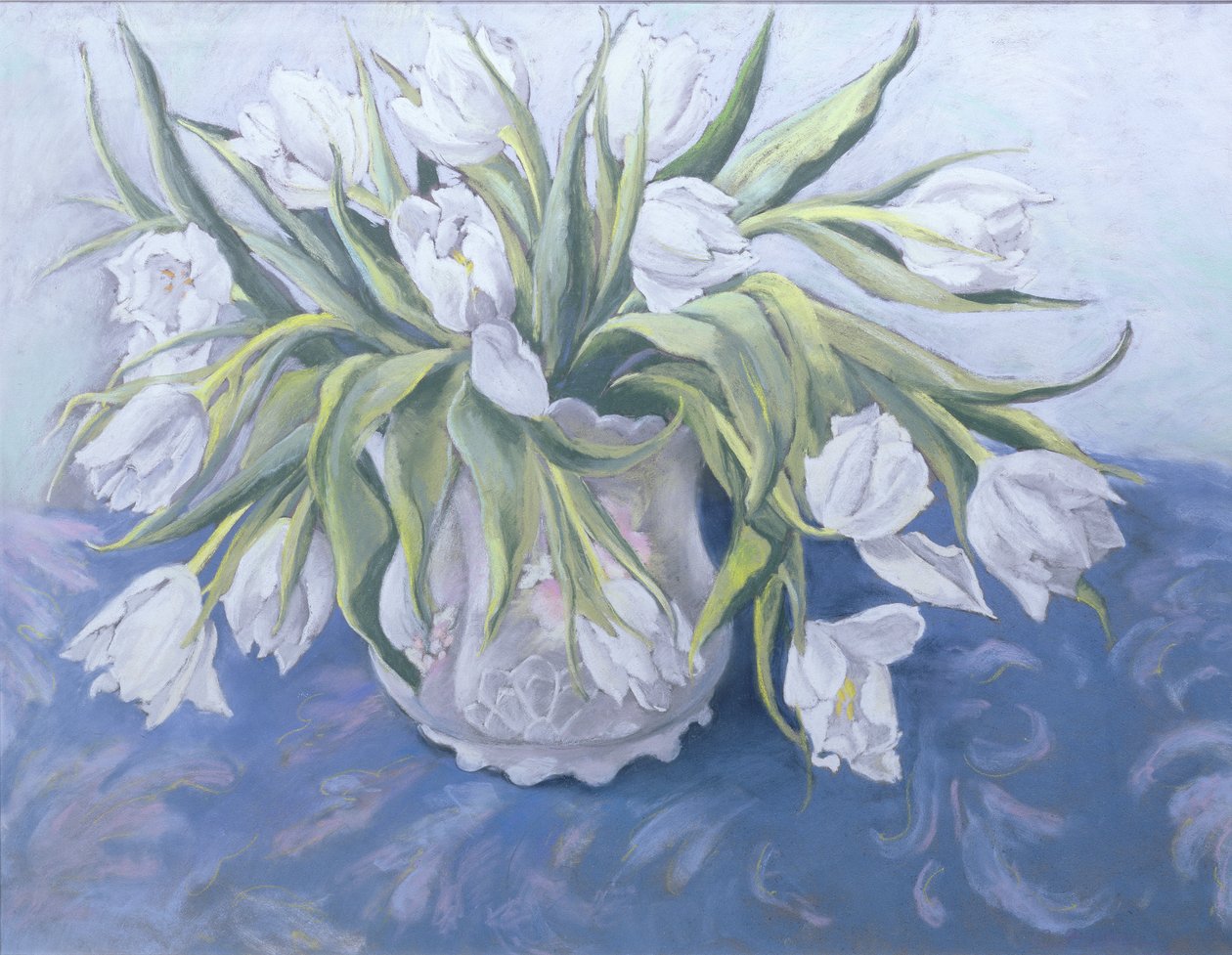 Beyaz Laleler (kağıt üzerine pastel) by Cristiana Angelini