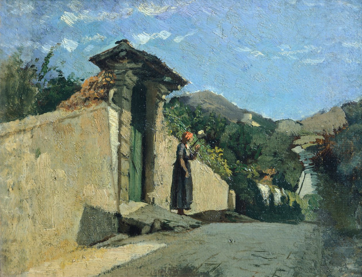 Manzara çalışması, yaklaşık 1860, Cristiano Banti (1824-1904), gemide tuval üzerine yağlı boya by Cristiano Banti