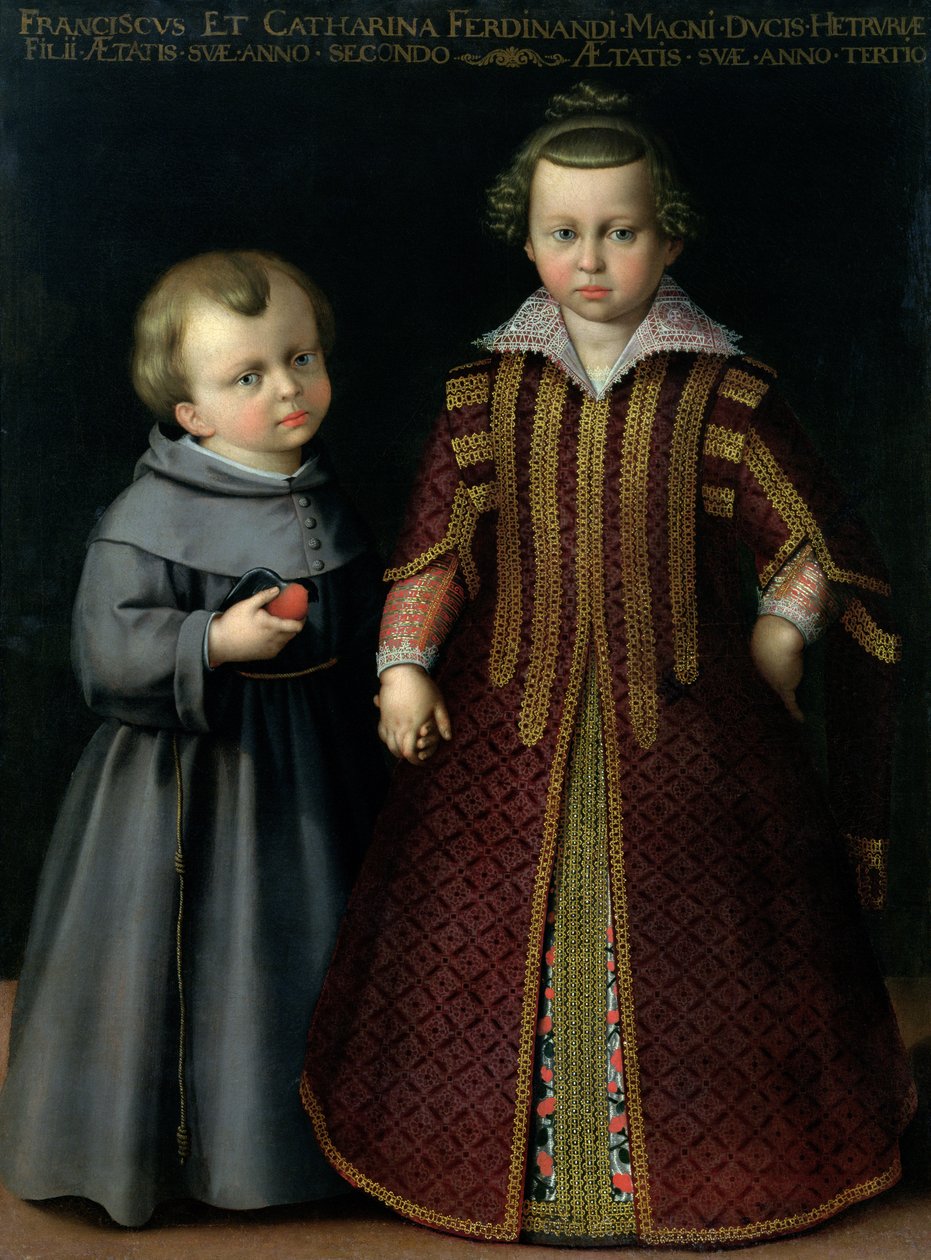 Francesco ve Caterina de Medici (tuval üzerine tempera) by Cristofano Allori