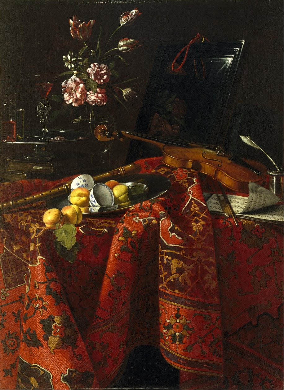 Müzik Aletleri ile Natürmort by Cristoforo Munari