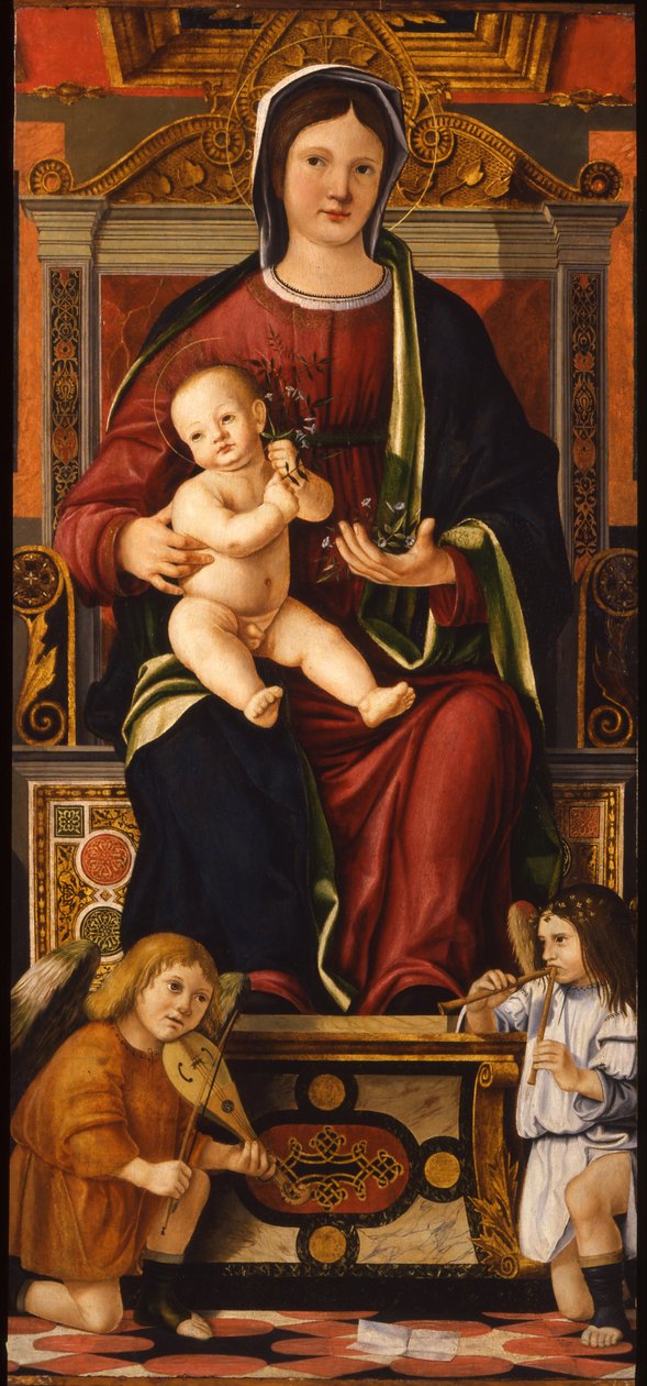 Bakire ve Çocuk İki Müzisyen Melekle Taht Edildi, 1508-1510 by Cristoforo Caselli