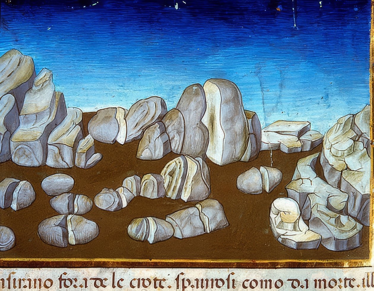 Dünyanın sonu: bir deprem dünyayı yok edecek (c.148v). 1476 by Cristoforo De Predis