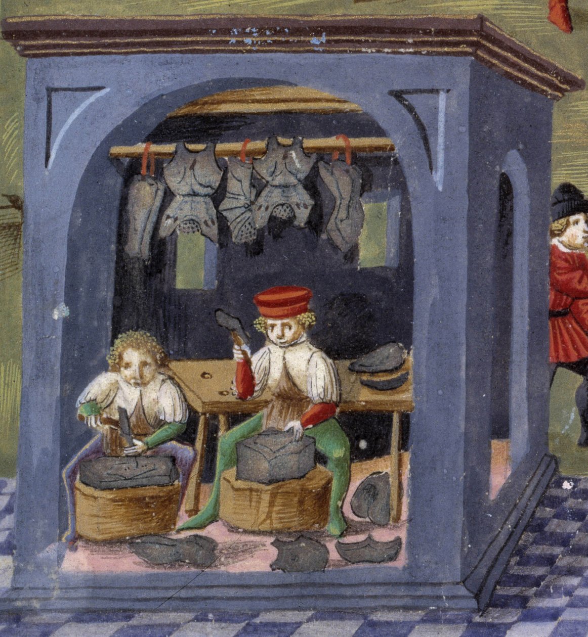 “” Ayın Etkisi “” de bir silah ustası: zanaatkarlar. Minyatür Cristoforo de Predis (v. 1440-v. 1486) - “” De Sphaera””” d