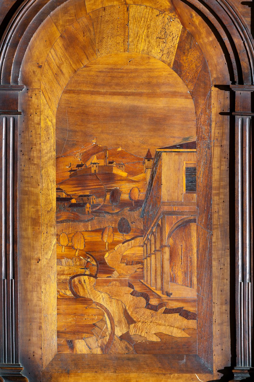 Peyzaj, Intarsia, ahşap koro detayı by Cristoforo and Giuseppe Da Venetiis