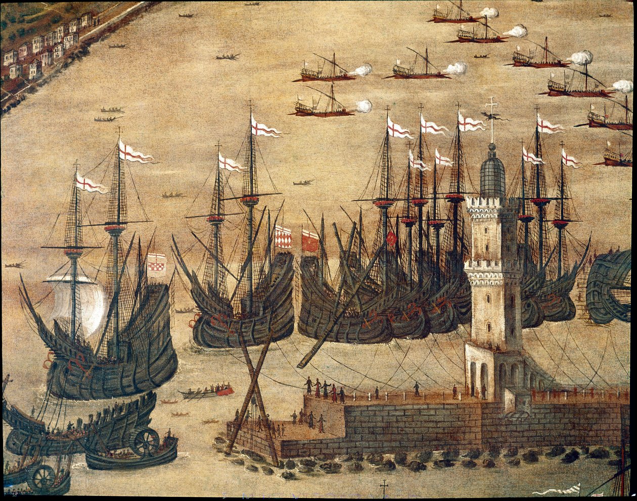 Cenova limanının görünümü. (Detay. Tuval üzerine yağlı boya by Cristoforo Grassi or Grasso