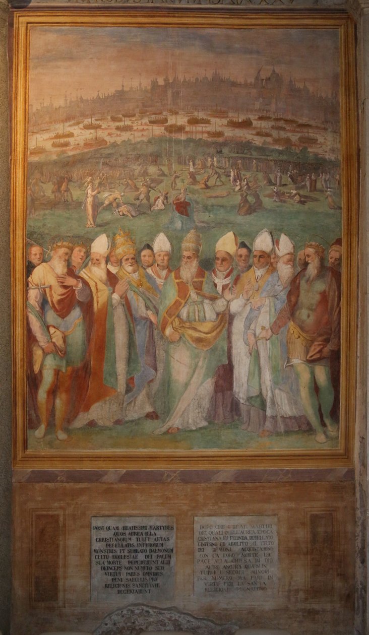 Papa piskoposlar ve krallar şehit azizleri onurlandırıyor by Cristoforo & Tempesta Antonio (1555 1630) Roncalli