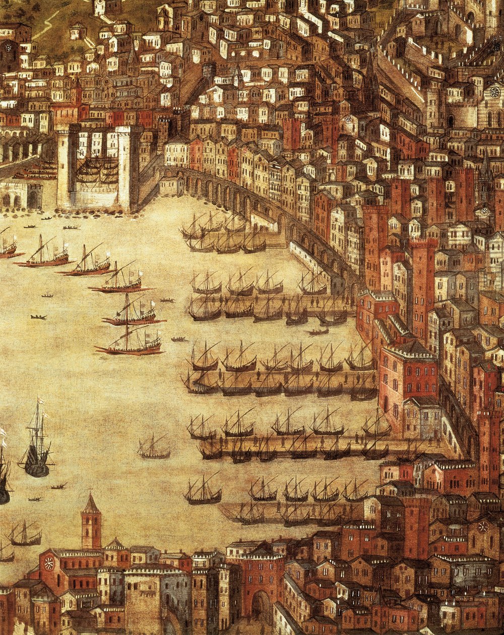 Cenova ve kalesinin görünümü (detay) 1597 (tuval üzerine yağlı boya) by Cristoforo de Grassi