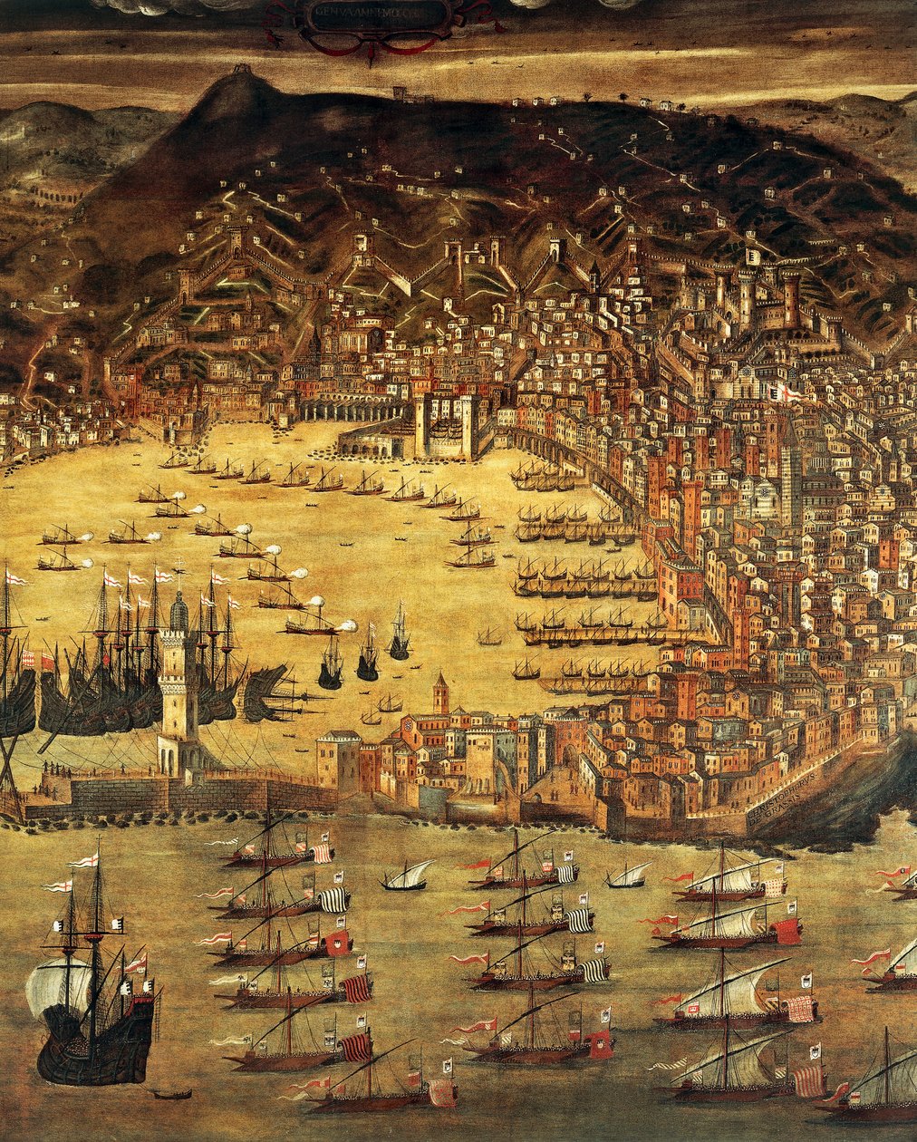 Cenova ve limanının görünümü, Tablo Cristoforo Grassi (1565-1598), İtalya by Cristoforo de Grassi