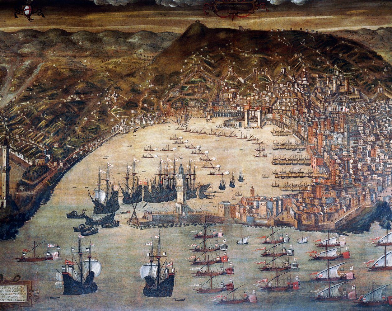 Cenova ve limanının görünümü, Tablo Cristoforo Grassi (1565-1598), İtalya by Cristoforo de Grassi