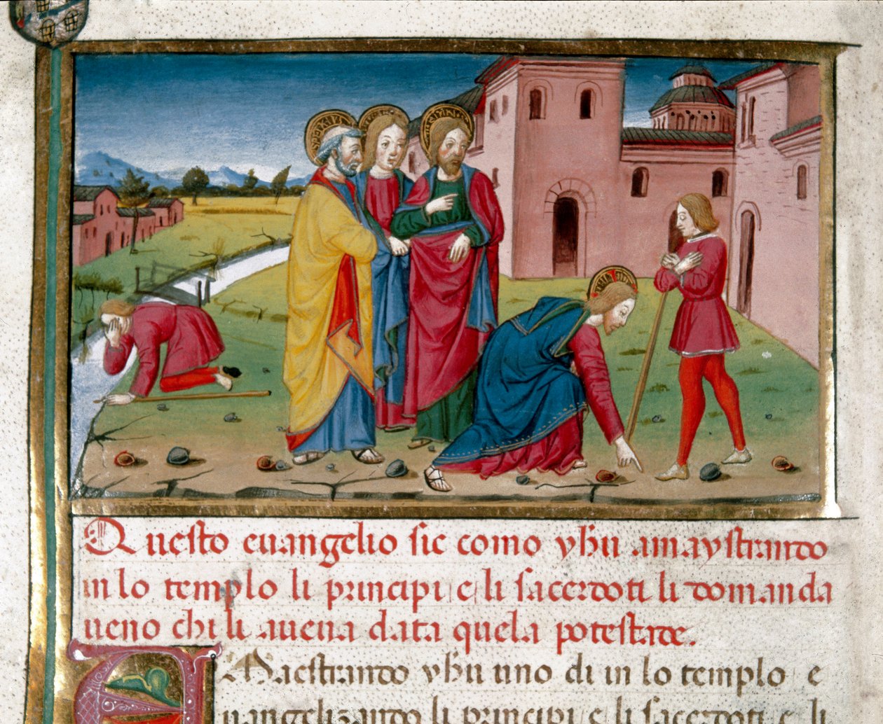 İsa doğuştan kör bir adama görüş verir Minyatür, Yeni Ahit Tarihinden sonra Cristoforo De Predis (1440-1486) (fol. 7) by Cristoforo De Predis