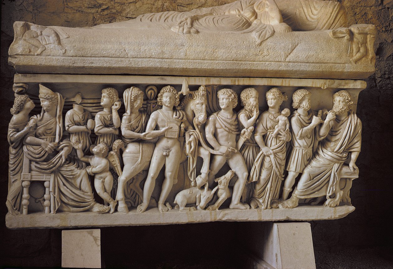 Hippolytus ve Phaedra, bir lahitin yanından detay by Croatian School