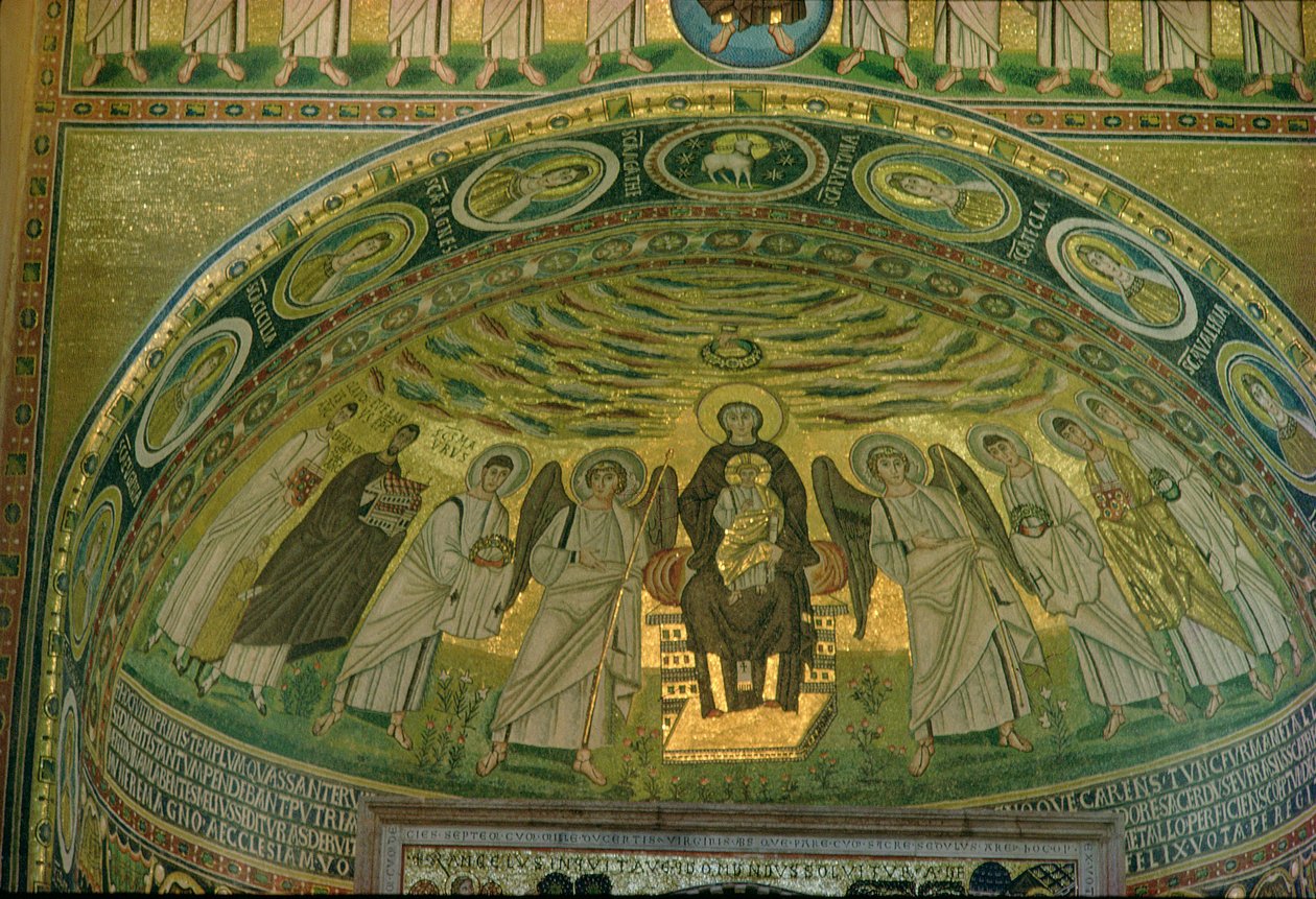 Madonna ve Çocuk, c.540 (mozaik) by Croatian School