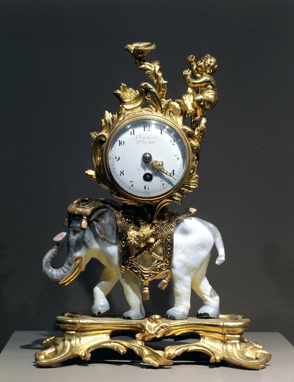Masa saati (altın bronz, porselen, emaye ve cam) by Crosnier du Roy
