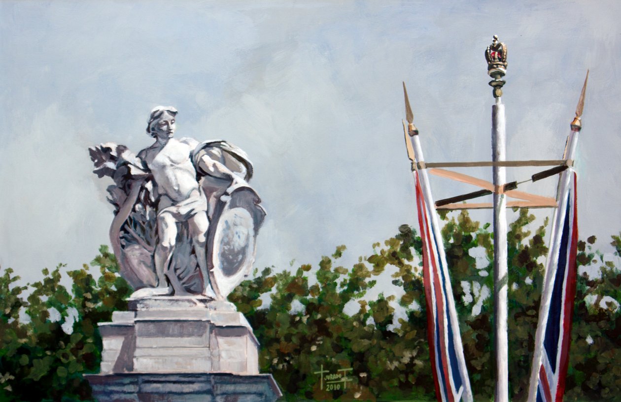 Bakıyor..., Buckingham Sarayı yakınında, 2010 (kağıt üzerinde akrilik) by Cruz Jurado Traverso