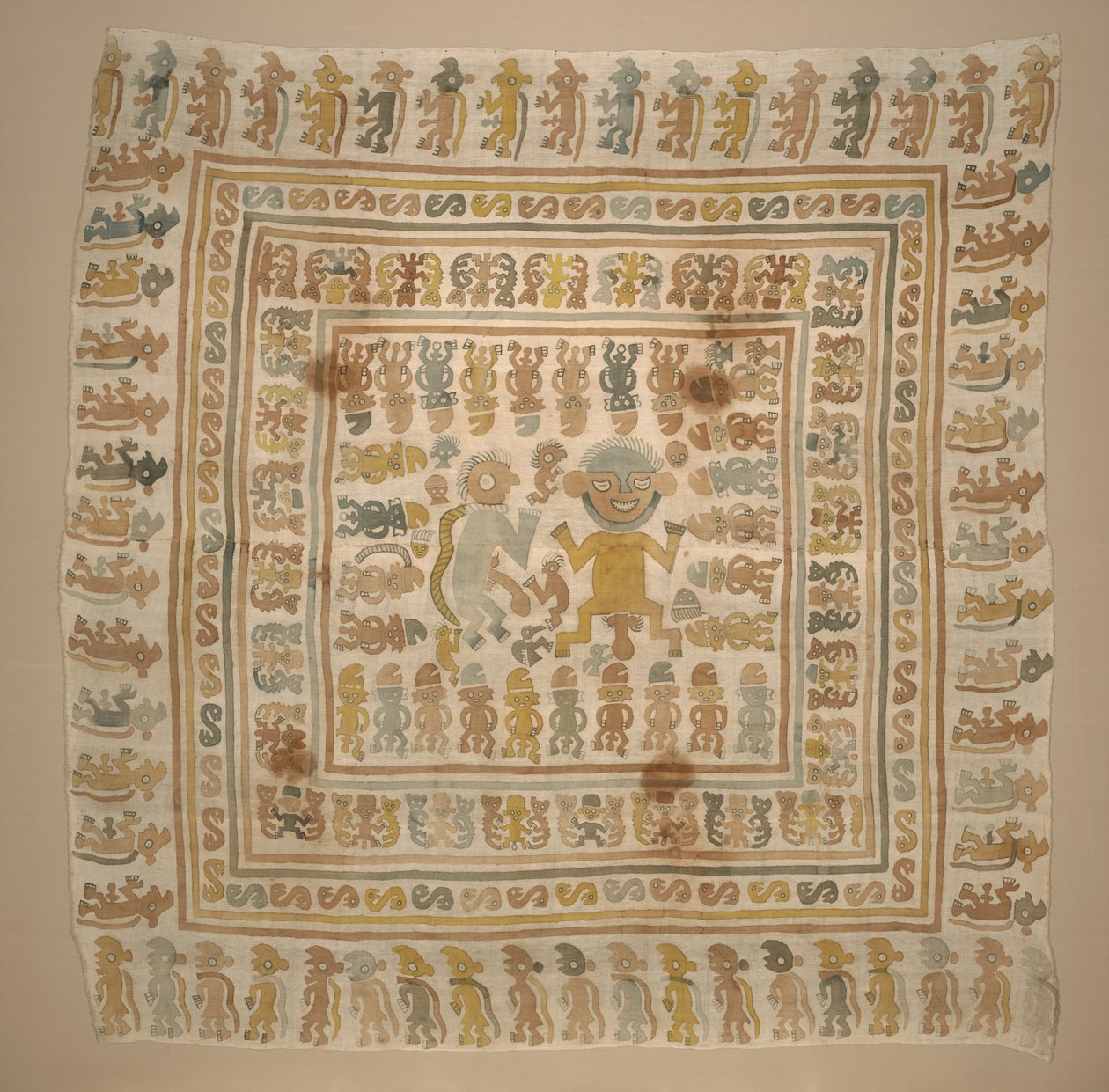 "Mahkum" kumaşından panel, c.1300-1470 (pamuk ve boyalar) by Culture Chimu