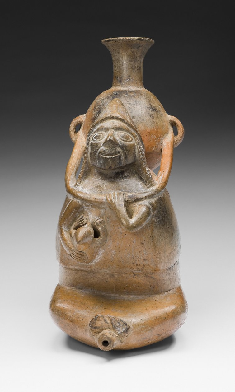 Damar Taşıyan (Aryballos) ve Bir Çocuğu Emdiren Kadını Temsil Eden Ritüel Gemi, A.D. 1200-1450 (seramik ve pigment) by Culture Chimu