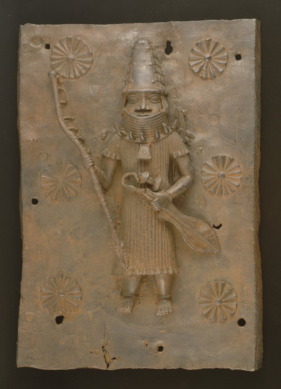 Savaşçıyı tasvir eden hatıra plaketi, Benin, Nijerya (bronz) by Culture Edo