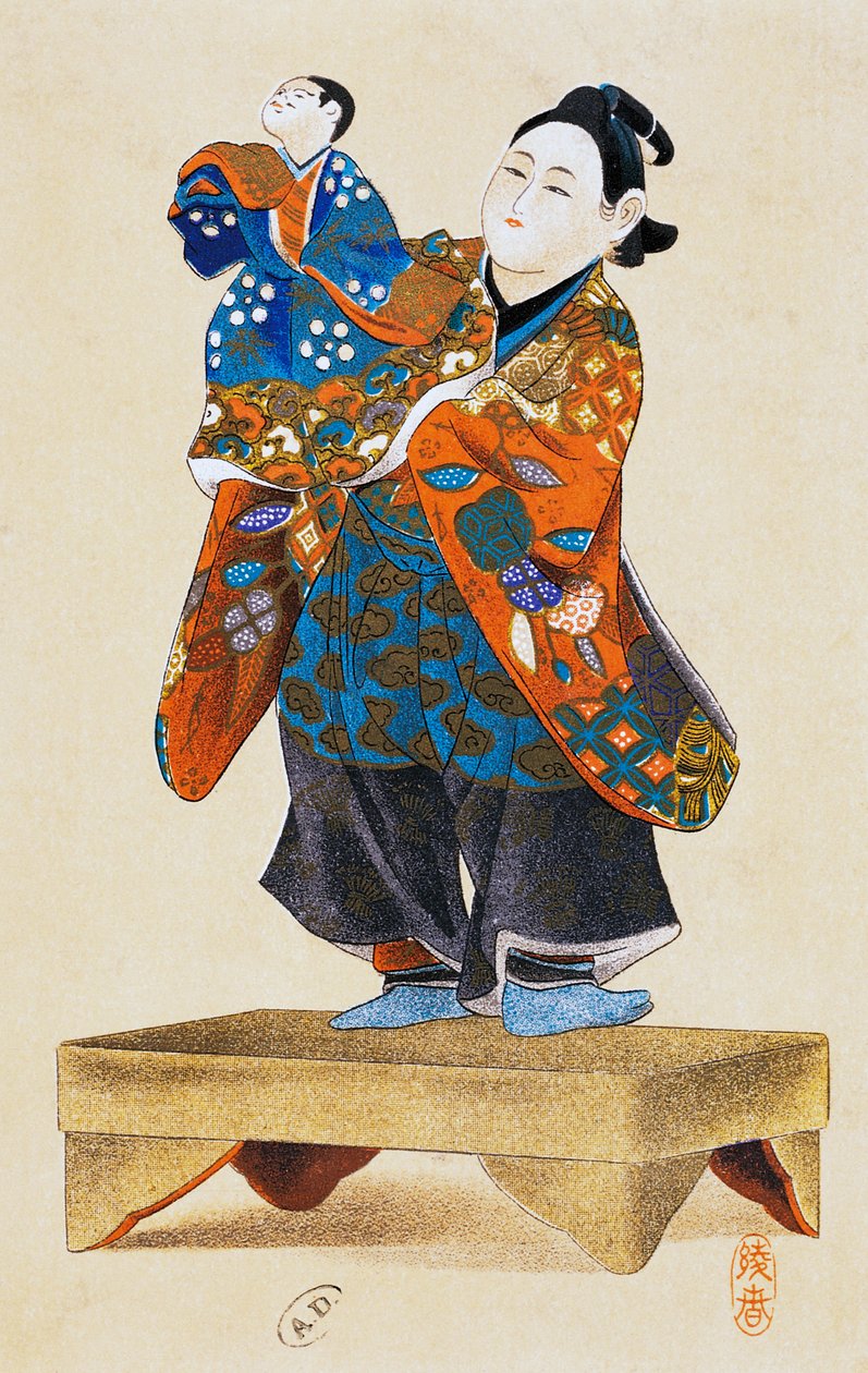 Kuklalı kuklacı, kukla tiyatrosu, ukiyo-e sanat baskısı, tahta baskıdan yeniden üretim, Japon uygarlığı, Edo dönemi by Culture Edo