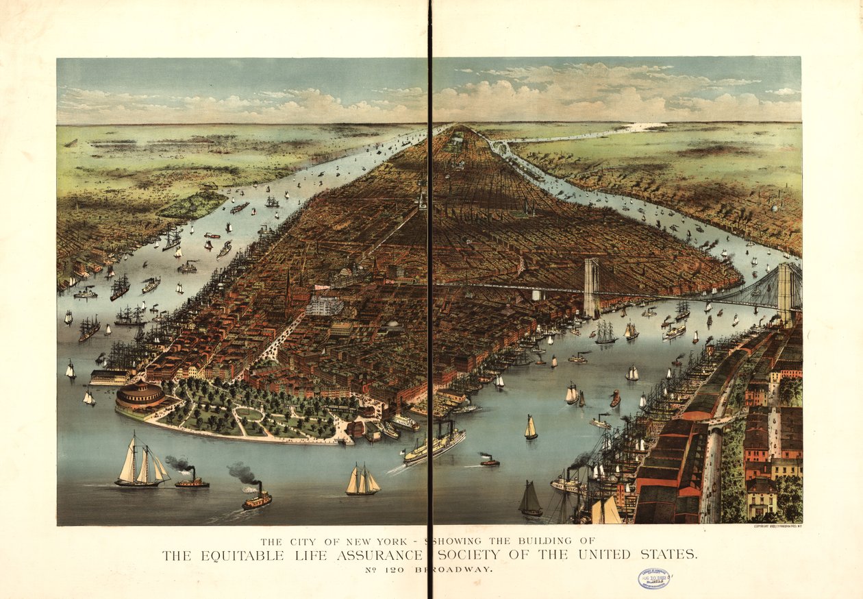New York şehri. by Currier and Ives Equitable Life Assurance Society Of The United States