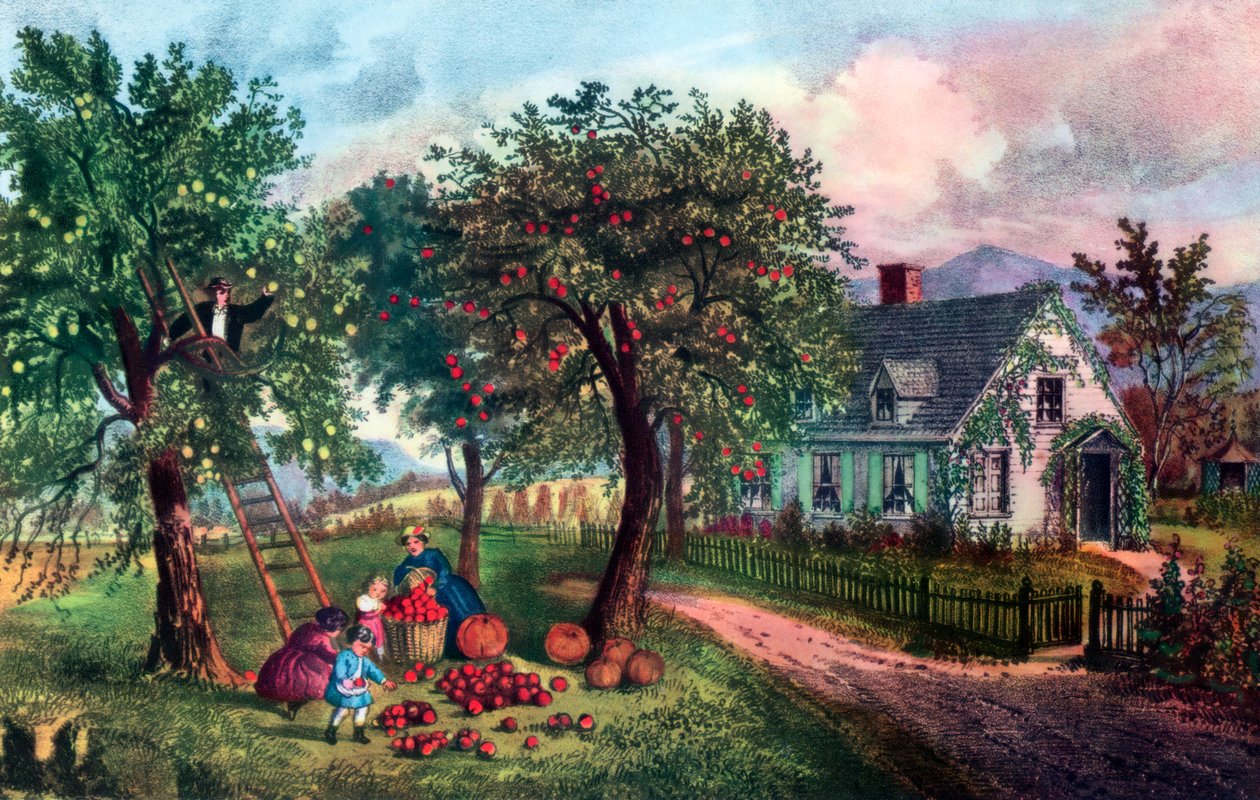 Sonbaharda Amerikan Çiftliği, 1869 by Currier and Ives