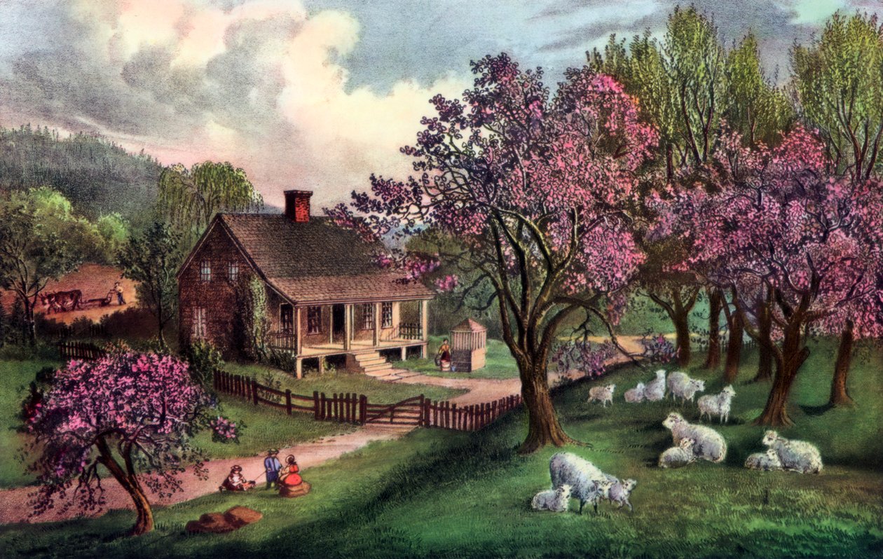 İlkbaharda Amerikan Çiftliği, 1869 by Currier and Ives