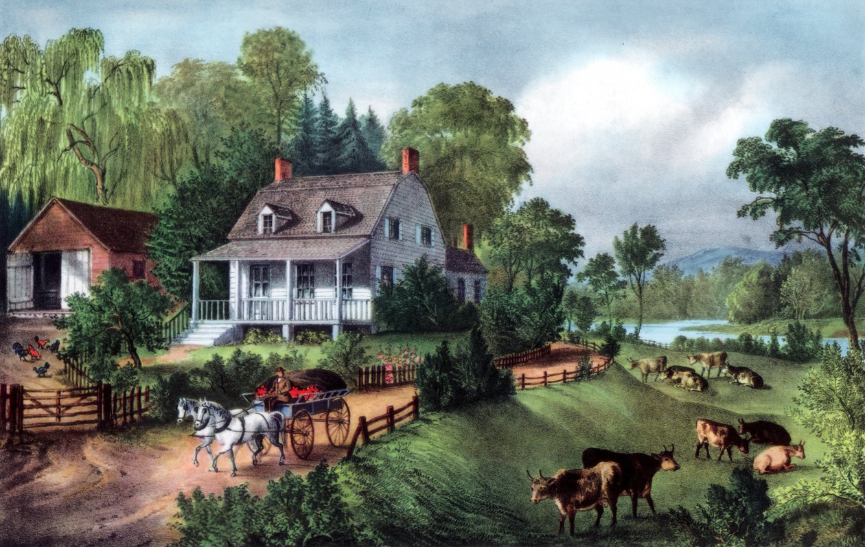 Yazın Amerikan Çiftliği, 1868 by Currier and Ives