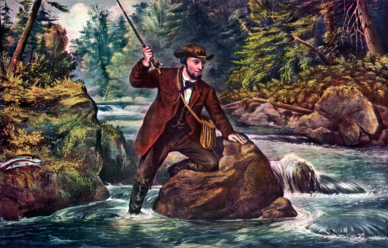 Brook Alabalık Avı, 1862. by Currier and Ives