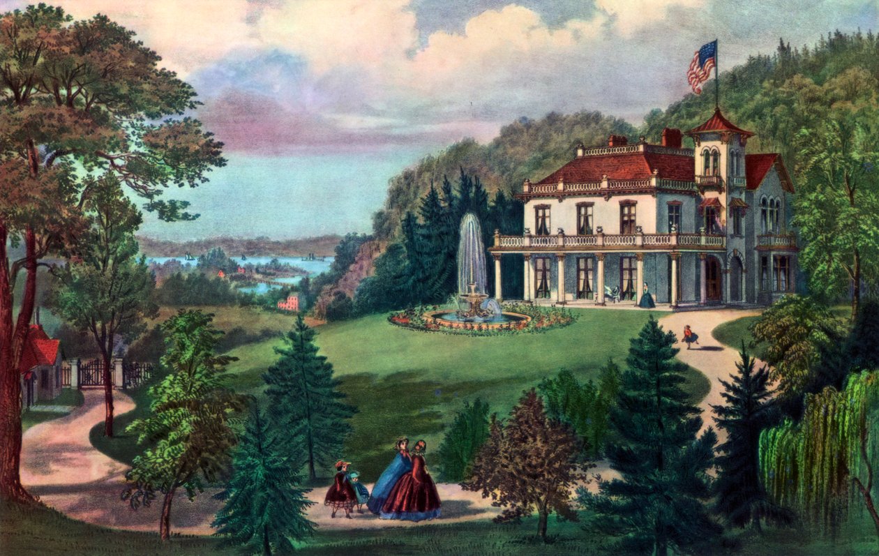 Ülkede Yaşam, Akşam, 1862. by Currier and Ives