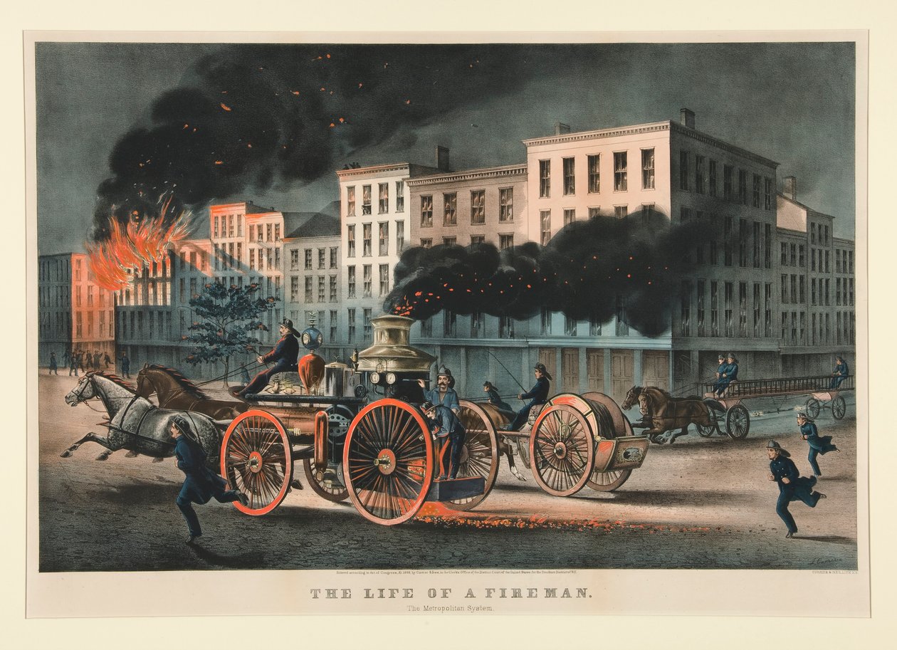 Bir İtfaiyecinin Hayatı / Metropolitan Sistemi. by Currier and Ives