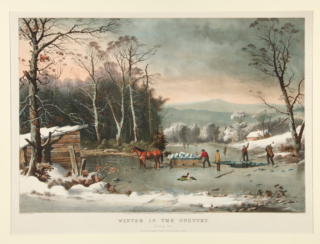 Ülkede Kış. /Buz Almak by Currier and Ives