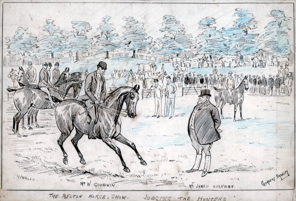 Avcıları değerlendiren Melton at gösterisi, c1880-1940. by Cuthbert Bradley