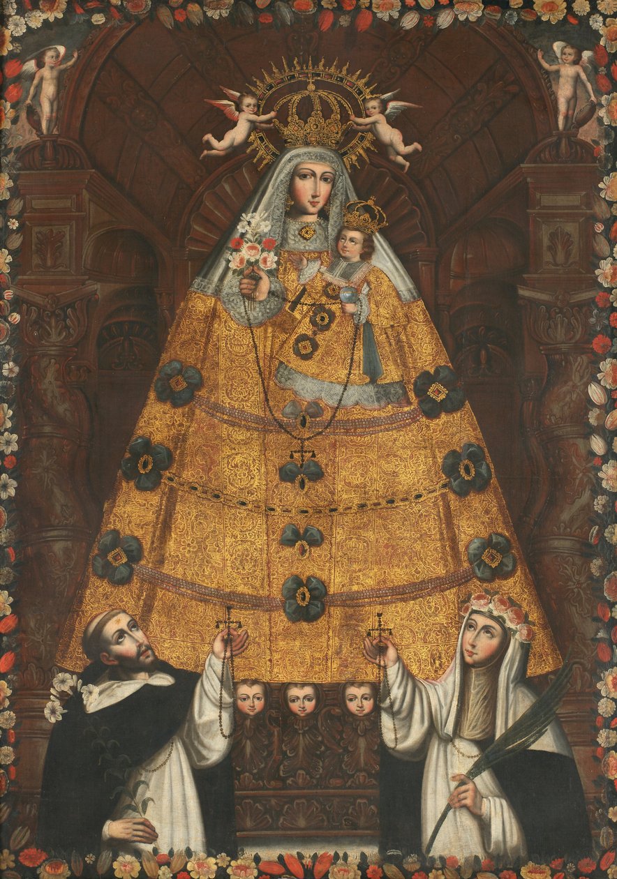 Aziz Dominic ve Aziz Rose ile Tesbih Our Lady by Cuzco School