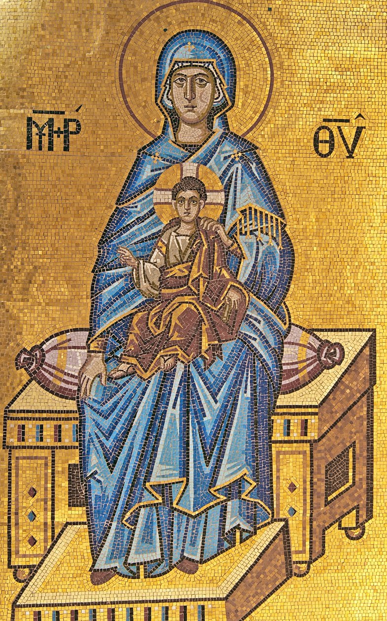 Madonna ve çocuk, Kykkos Manastırı, Trodos Dağları, Kıbrıs (mozaik) by Cypriot