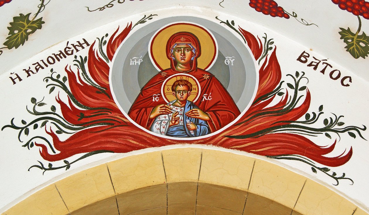 Madonna ve çocuk alevlerle çevrili, Kıbrıs by Cypriot