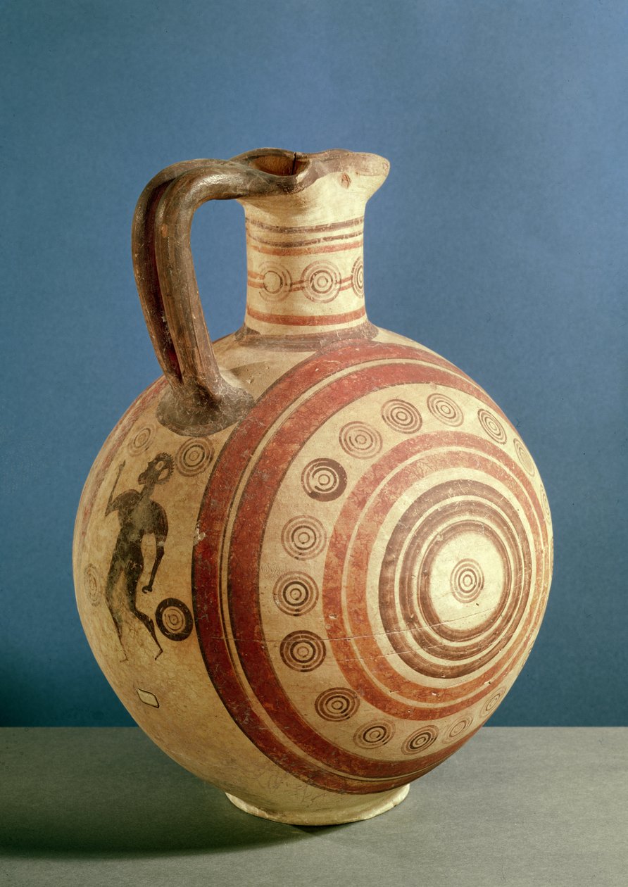 Konsantrik dairelerle süslenmiş oinochoe (seramik) by Cypriot