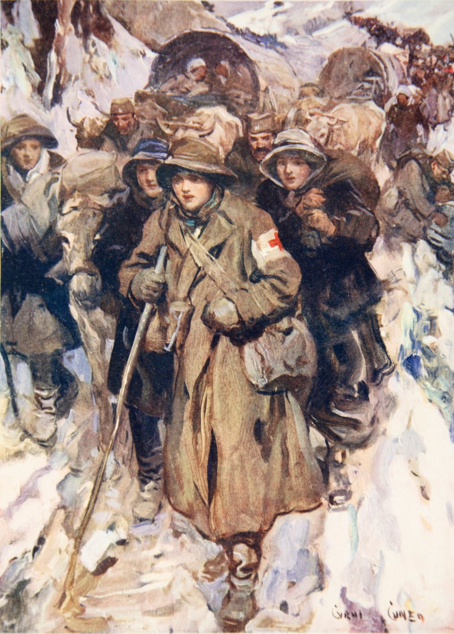 Sırp ordusunun geri çekilmesinde cesur hemşireler (renkli taş) by Cyrus Cuneo