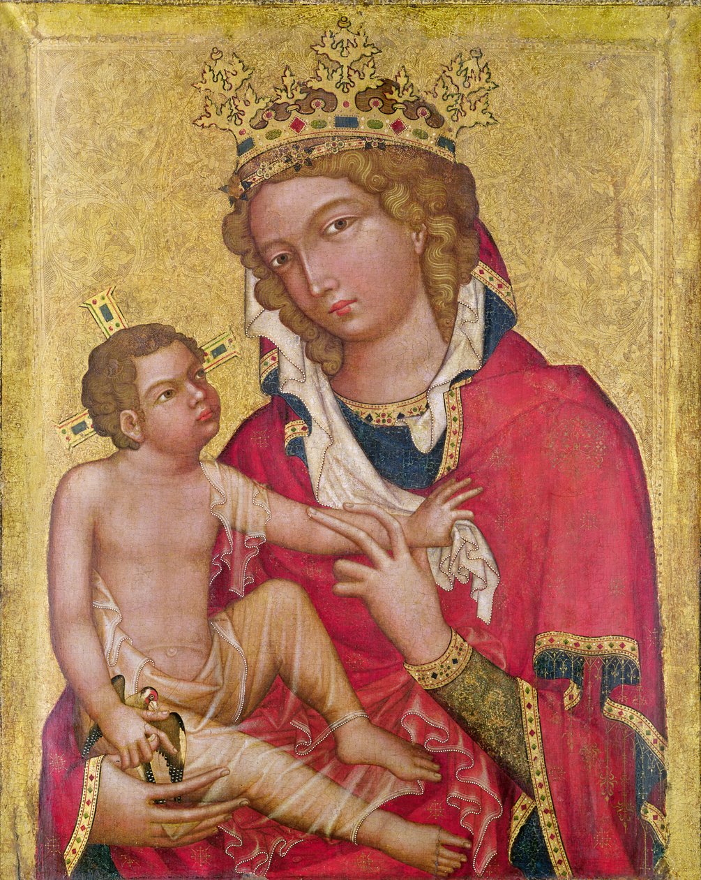 Bakire ve Çocuk, c.1350 (panelde marouflage ve tempera) by Czech School