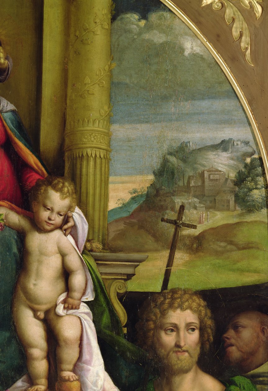 Enthroned Bakire, Mesih Çocuğunun detayı (petrol) (bkz. 33422) by D. and Garofalo Dossi