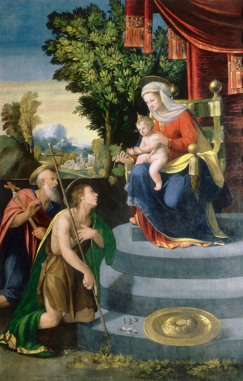 Madonna tahta çıktı ve azizler by D. and Garofalo Dossi