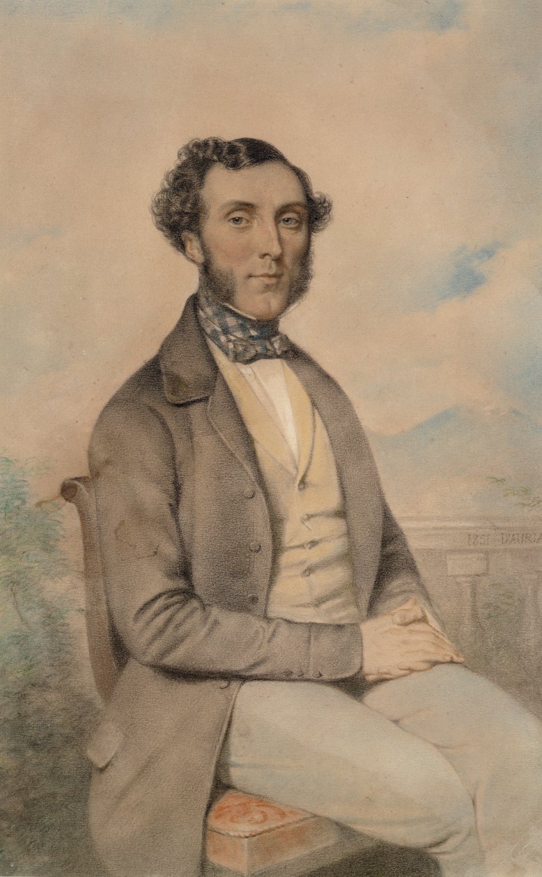 Oturan Bir Beyefendinin Portresi, 1851 (kağıt üzerinde pastel) by DAuria