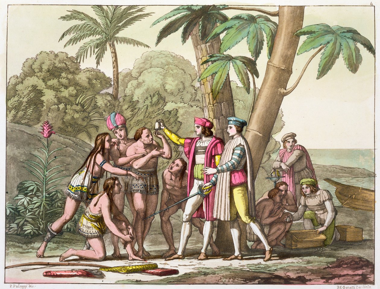 Yerli Amerikalılar ile Christopher Columbus, 1492-1503 c1820-1839 by DK Bonatti